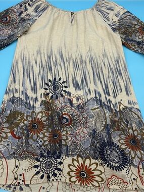 Rosemarine Stunning Boho-Artisan Linen Dress Size Small Made in Italy